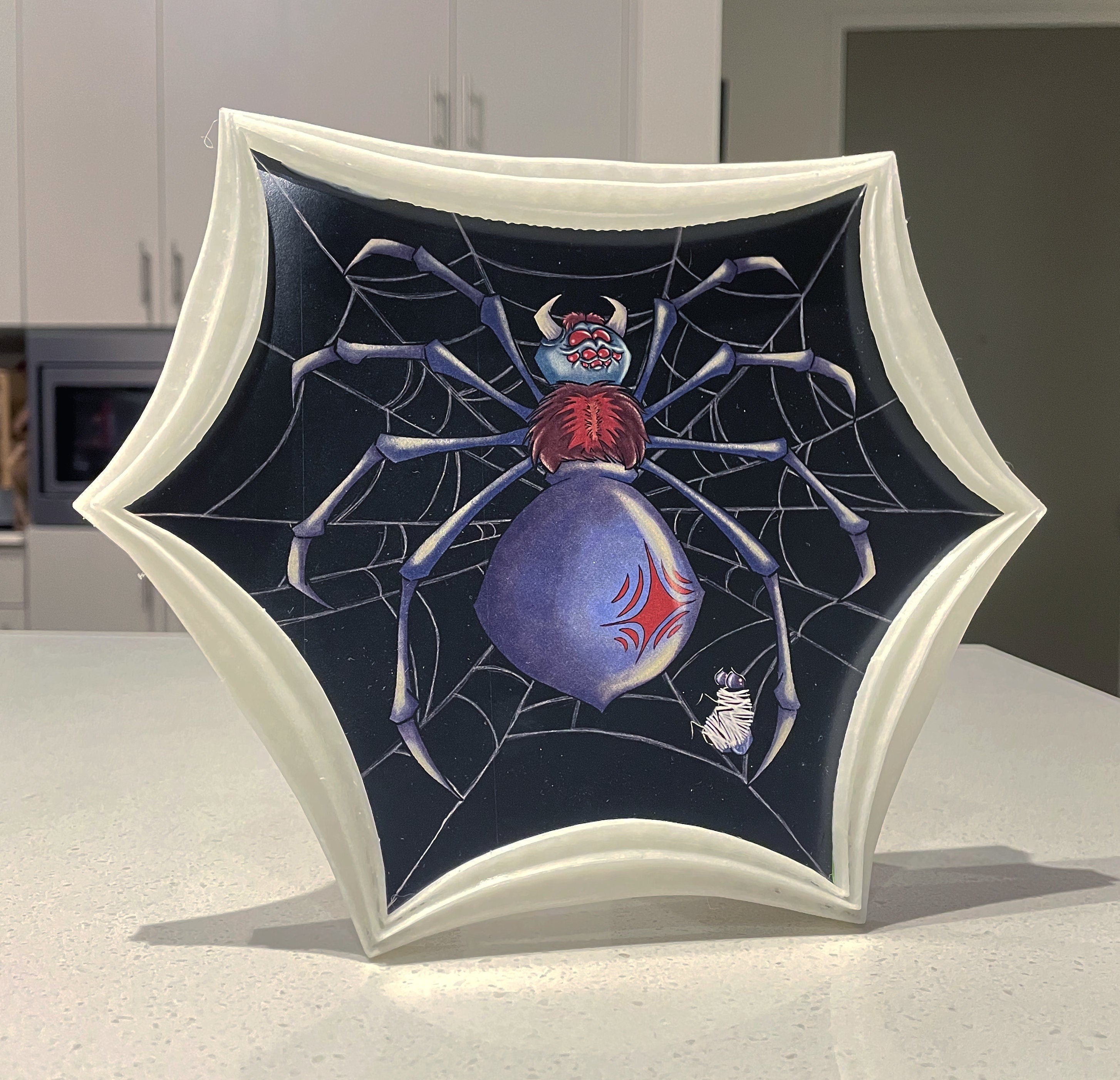 Illustrated Spider in a custom designed, GLOW IN THE DARK