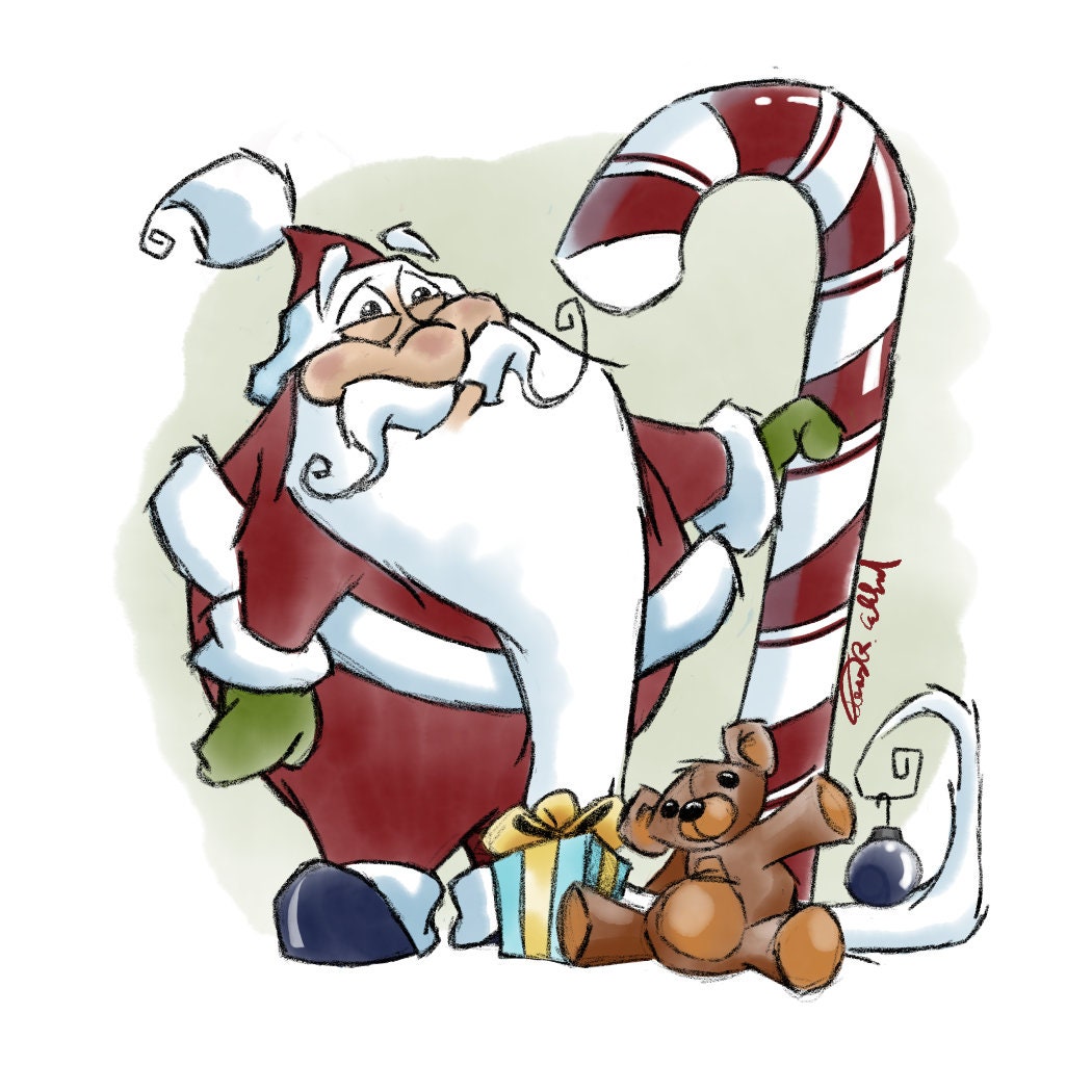 Illustrated Santa Magnet in custom designed 3D printed frame.