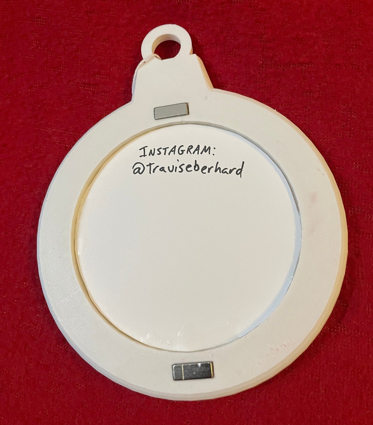 Illustrated Santa Magnet in custom designed 3D printed frame.